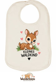 Baby-Lätzchen Olli-01 in Natur mit Motiv Kleines Waldkind – Reh