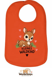 Baby-Lätzchen Olli-01 in Orange mit Motiv Kleines Waldkind – Reh