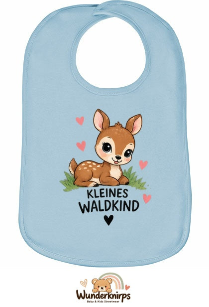 Baby-Lätzchen Olli-01 in Pastellblau mit Motiv Kleines Waldkind – Reh