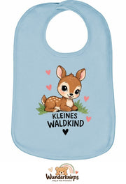 Baby-Lätzchen Olli-01 in Pastellblau mit Motiv Kleines Waldkind – Reh