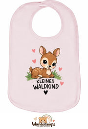 Baby-Lätzchen Olli-01 in Pastellrosa mit Motiv Kleines Waldkind – Reh