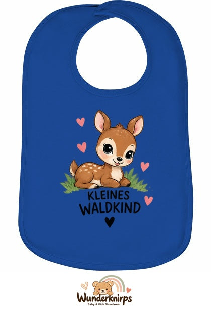 Baby-Lätzchen Olli-01 in Royalblau mit Motiv Kleines Waldkind – Reh