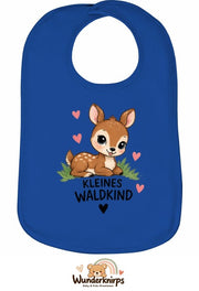 Baby-Lätzchen Olli-01 in Royalblau mit Motiv Kleines Waldkind – Reh