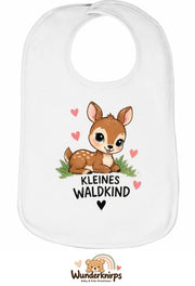 Baby-Lätzchen Olli-01 in Weiß mit Motiv Kleines Waldkind – Reh