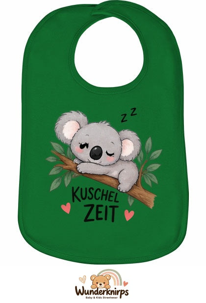 Baby-Lätzchen Olli-01 in Grün mit Motiv Kuschelzeit – Koala
