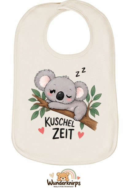 Baby-Lätzchen Olli-01 in Natur mit Motiv Kuschelzeit – Koala