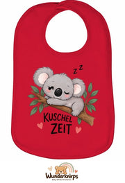 Baby-Lätzchen Olli-01 in Rot mit Motiv Kuschelzeit – Koala