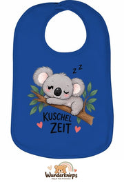 Baby-Lätzchen Olli-01 in Royalblau mit Motiv Kuschelzeit – Koala