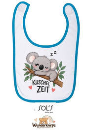 Baby-Lätzchen SOL’S Babib in Weiß / Aqua mit Motiv Kuschelzeit – Koala