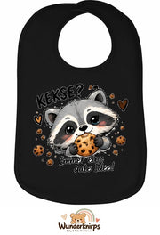 Baby-Lätzchen Olli-01 in Schwarz mit Motiv Kekse? Immer eine gute Idee!