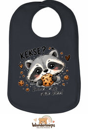 Baby-Lätzchen Olli-01 in Anthrazit mit Motiv Kekse? Immer eine gute Idee!