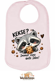 Baby-Lätzchen Olli-01 in Pastellrosa mit Motiv Kekse? Immer eine gute Idee!