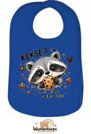 Baby-Lätzchen Olli-01 in Royalblau mit Motiv Kekse? Immer eine gute Idee!