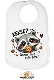 Baby-Lätzchen Olli-01 in Weiß mit Motiv Kekse? Immer eine gute Idee!
