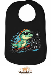 Baby-Lätzchen Olli-01 in Schwarz mit Motiv Born to be Awesome – Dino