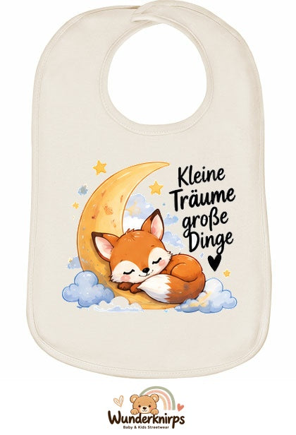 Baby-Lätzchen Olli-01 in Natur mit Motiv Kleine Träume – Fuchs
