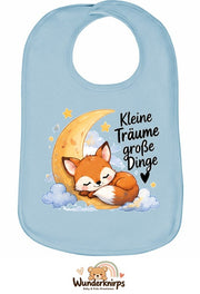 Baby-Lätzchen Olli-01 in Pastellblau mit Motiv Kleine Träume – Fuchs