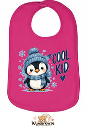 Baby-Lätzchen Olli-01 in Pink mit Motiv Cool Kid – Pinguin