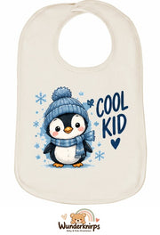 Baby-Lätzchen Olli-01 in Natur mit Motiv Cool Kid – Pinguin