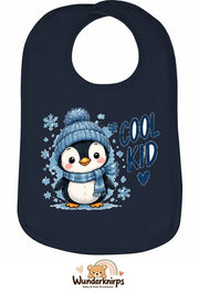 Baby-Lätzchen Olli-01 in Marineblau mit Motiv Cool Kid – Pinguin