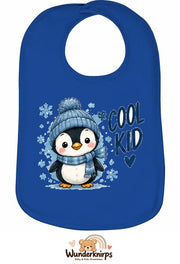 Baby-Lätzchen Olli-01 in Royalblau mit Motiv Cool Kid – Pinguin