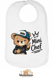 Baby-Lätzchen Olli-01 in Weiß mit Motiv Mini Chef – Bär