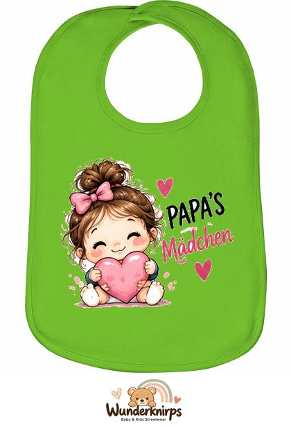 Baby-Lätzchen Olli-01 in Apfelgrün mit Motiv Papas Mädchen