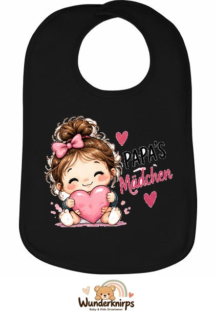 Baby-Lätzchen Olli-01 in Schwarz mit Motiv Papas Mädchen