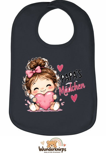 Baby-Lätzchen Olli-01 in Anthrazit mit Motiv Papas Mädchen