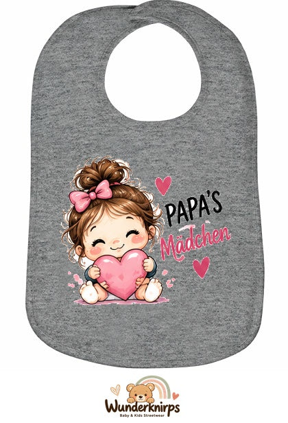 Baby-Lätzchen Olli-01 in Grau meliert mit Motiv Papas Mädchen