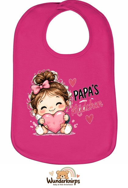 Baby-Lätzchen Olli-01 in Pink mit Motiv Papas Mädchen