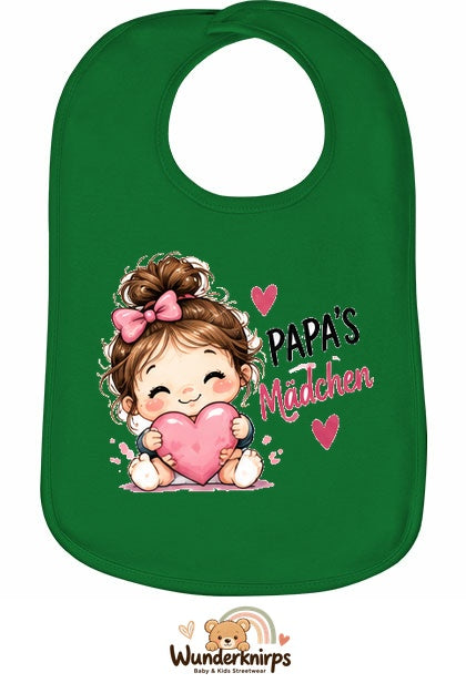 Baby-Lätzchen Olli-01 in Grün mit Motiv Papas Mädchen