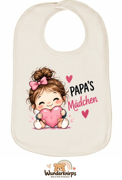 Baby-Lätzchen Olli-01 in Natur mit Motiv Papas Mädchen