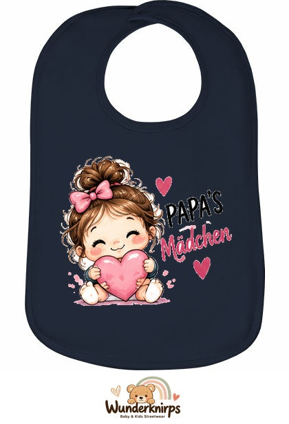 Baby-Lätzchen Olli-01 in Marineblau mit Motiv Papas Mädchen