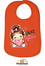 Baby-Lätzchen Olli-01 in Orange mit Motiv Papas Mädchen