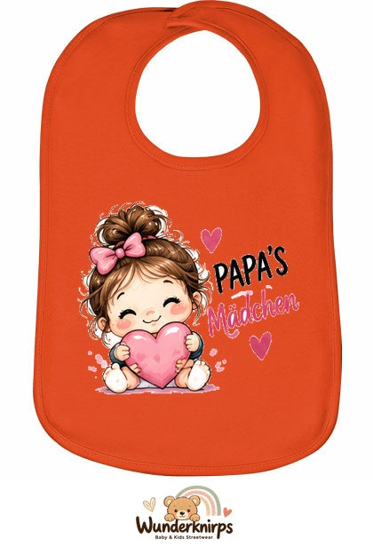 Baby-Lätzchen Olli-01 in Orange mit Motiv Papas Mädchen