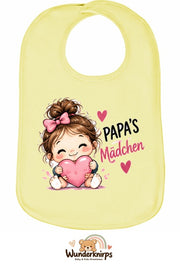 Baby-Lätzchen Olli-01 in Pastellgelb mit Motiv Papas Mädchen