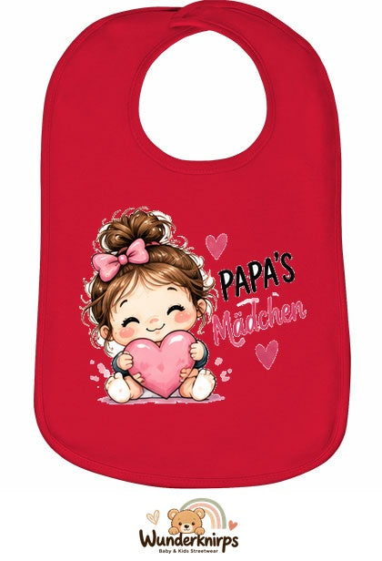 Baby-Lätzchen Olli-01 in Rot mit Motiv Papas Mädchen