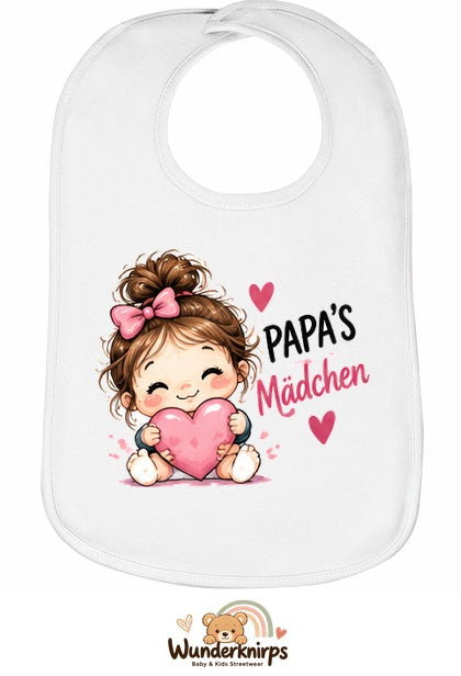 Baby-Lätzchen Olli-01 in Weiß mit Motiv Papas Mädchen