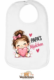 Baby-Lätzchen Olli-01 in Weiß mit Motiv Papas Mädchen