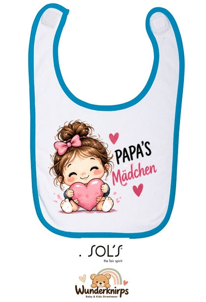 Baby-Lätzchen SOL’S Babib in Weiß / Aqua mit Motiv Papas Mädchen