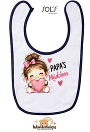 Baby-Lätzchen SOL’S Babib in Weiß / Marineblau mit Motiv Papas Mädchen