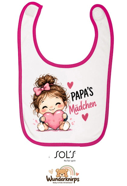 Baby-Lätzchen SOL’S Babib in Weiß / Fuchsia mit Motiv Papas Mädchen