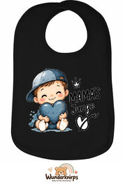 Baby-Lätzchen Olli-01 in Schwarz mit Motiv Mamas Junge