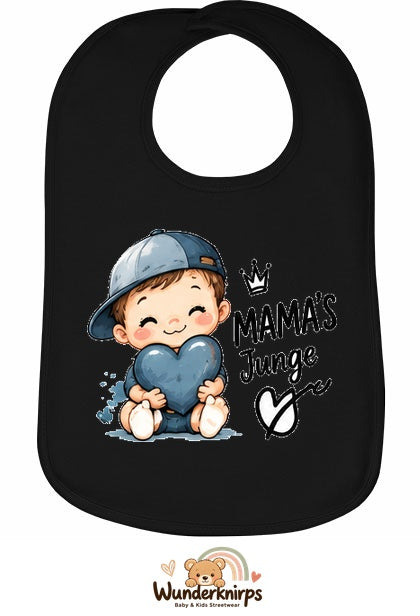 Baby-Lätzchen Olli-01 in Schwarz mit Motiv Mamas Junge