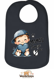 Baby-Lätzchen Olli-01 in Anthrazit mit Motiv Mamas Junge