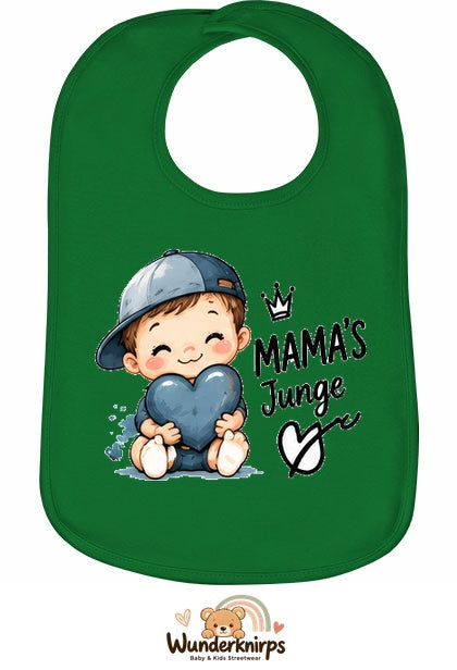 Baby-Lätzchen Olli-01 in Grün mit Motiv Mamas Junge