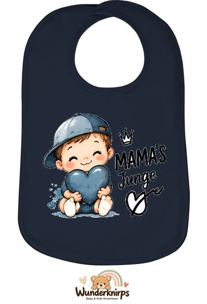 Baby-Lätzchen Olli-01 in Marineblau mit Motiv Mamas Junge