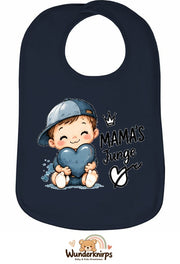 Baby-Lätzchen Olli-01 in Marineblau mit Motiv Mamas Junge