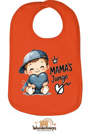 Baby-Lätzchen Olli-01 in Orange mit Motiv Mamas Junge